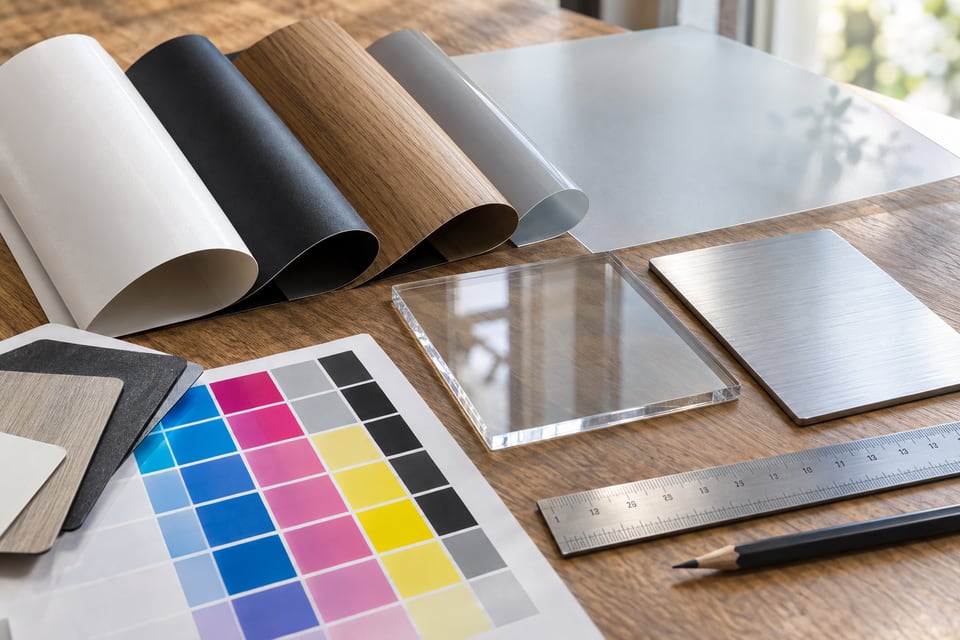 Printing colors, surfaces, and material selection